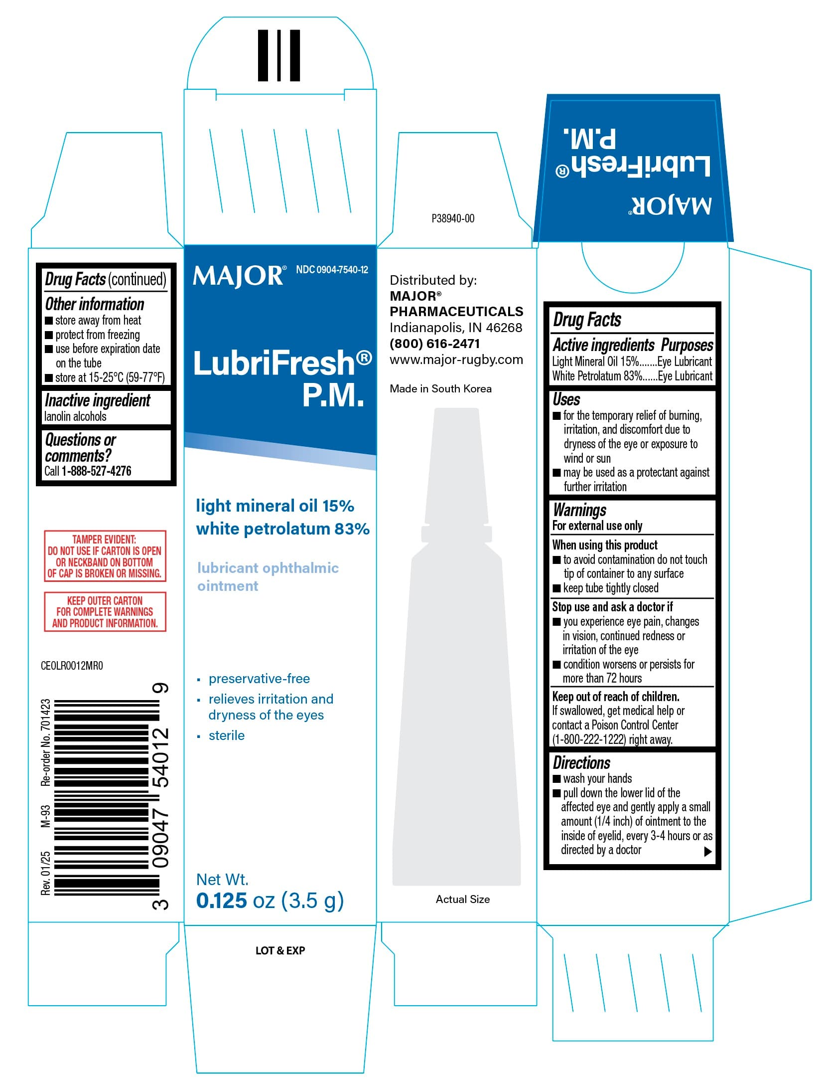 Light Mineral Oil, White Petrolatum package label