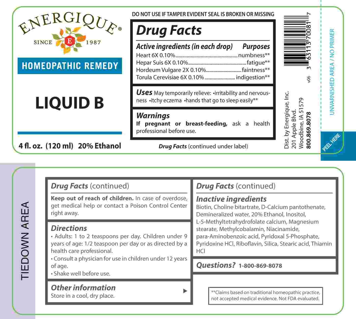 Liquid B package label