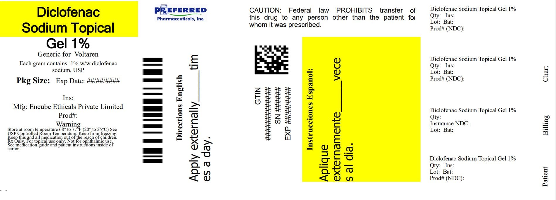 Diclofenac Sodium Topical Gel, 1%, package label