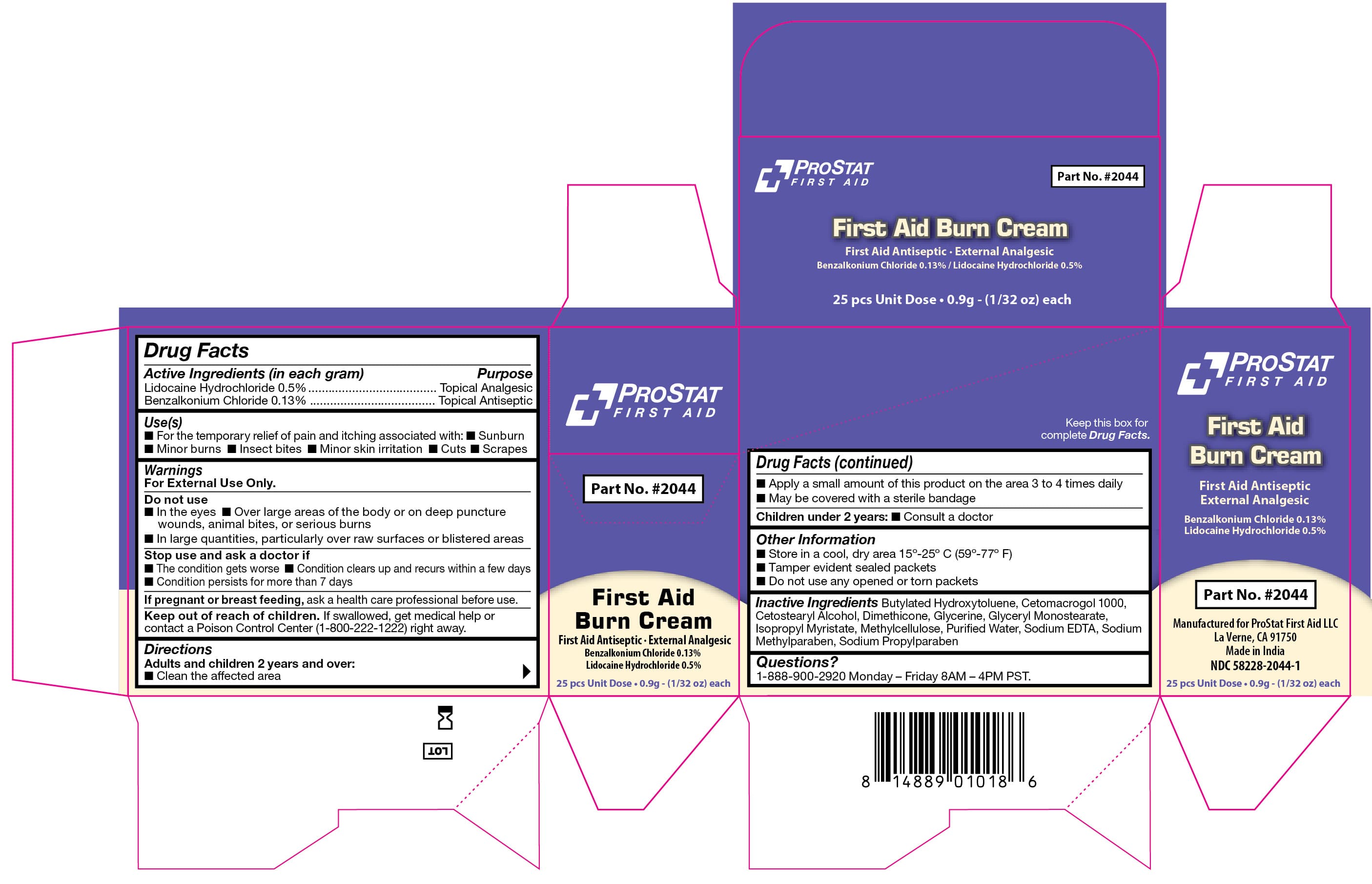 First Aid Burn Cream package label