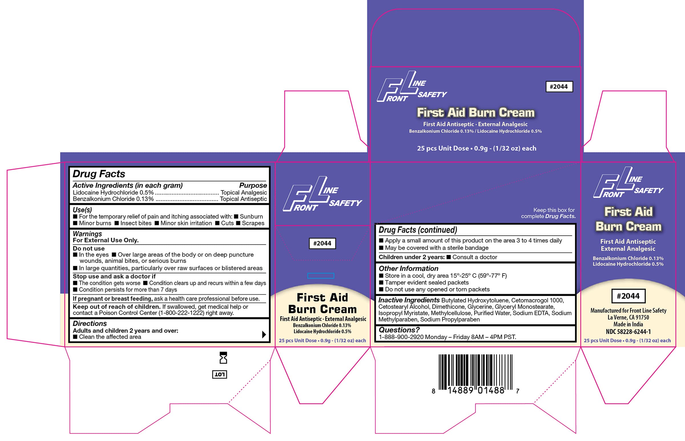 First Aid Burn Cream package label
