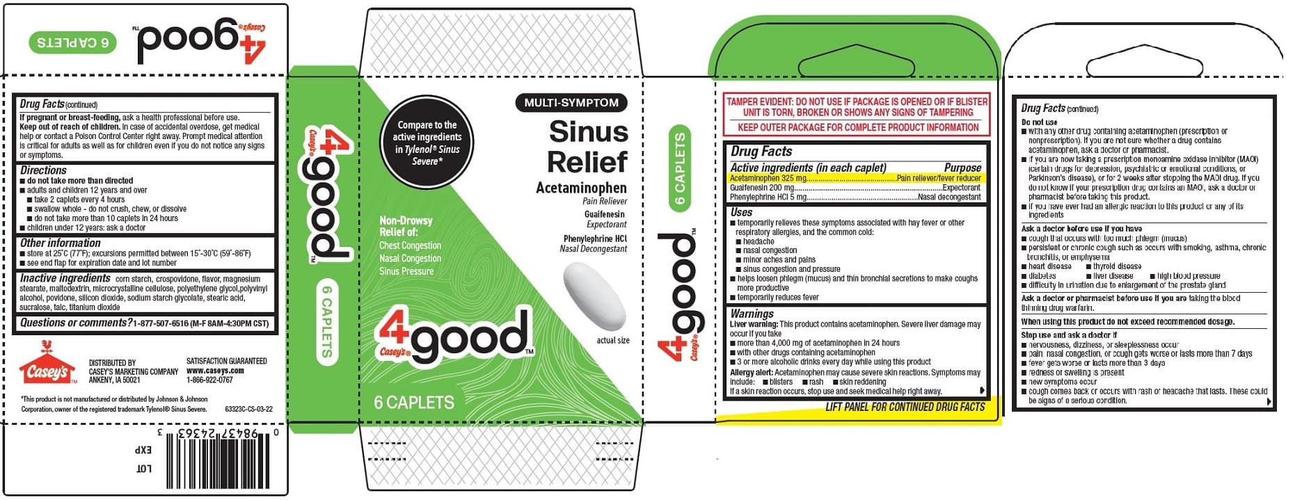 Sinus Relief, Caseys 4good package label
