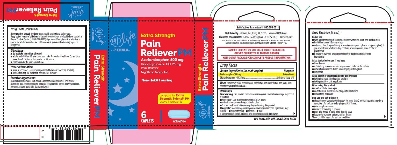 Pain Reliever Pm, Extra Strength, 24-7 Life by 7-Eleven package label