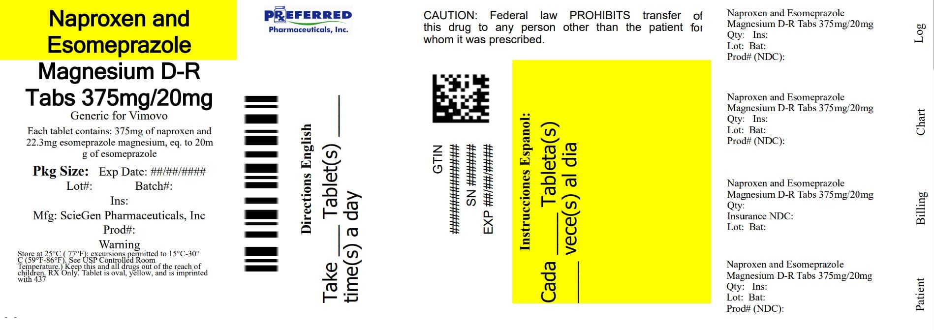 Naproxen and Esomeprazole Magnesium package label