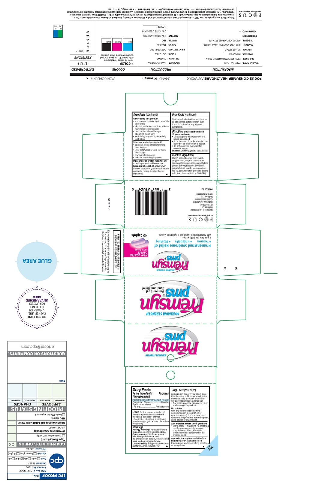 Premsyn Pms Premenstrual Pain Relief package label