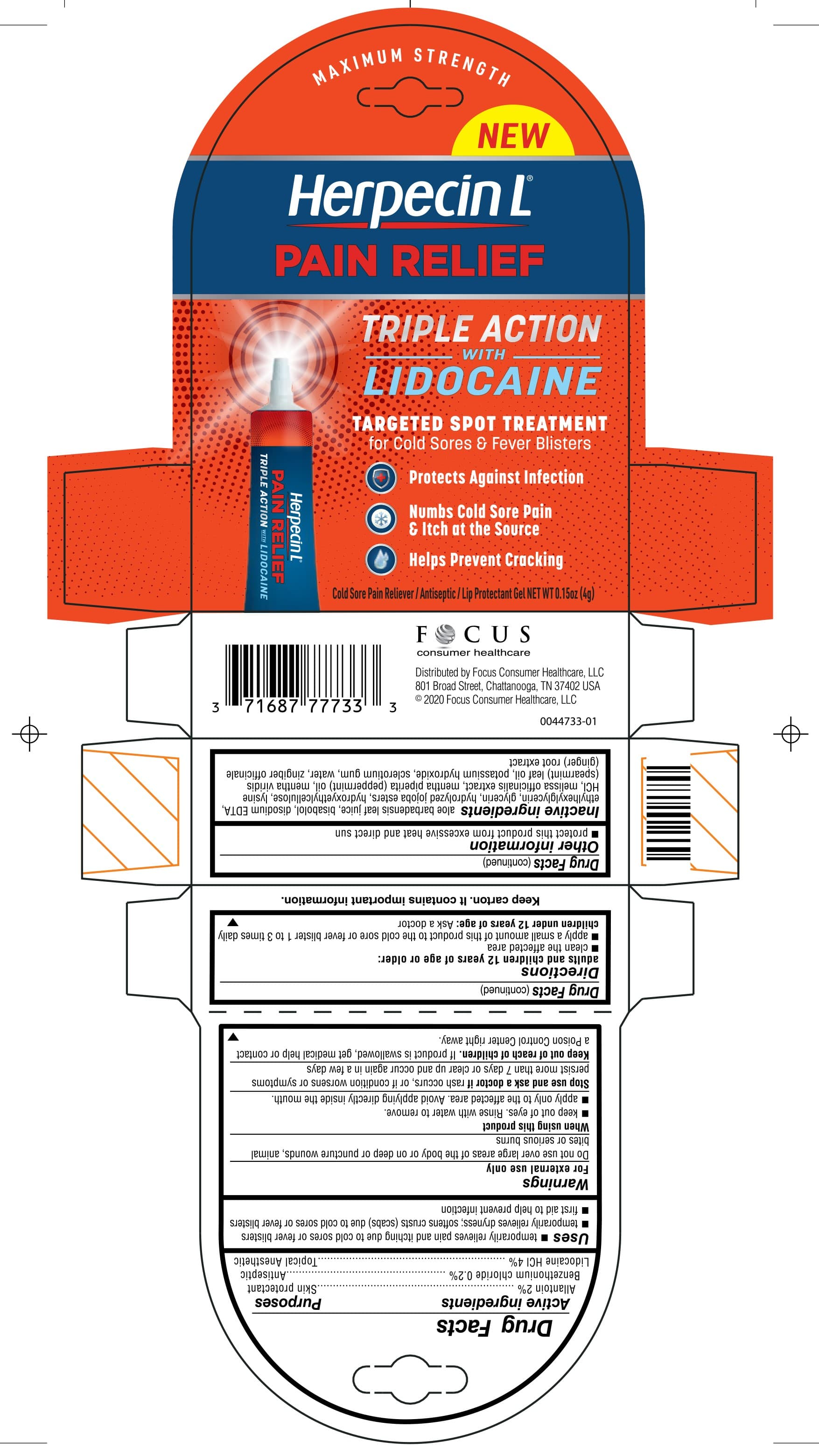 Herpecin Pain Relief package label