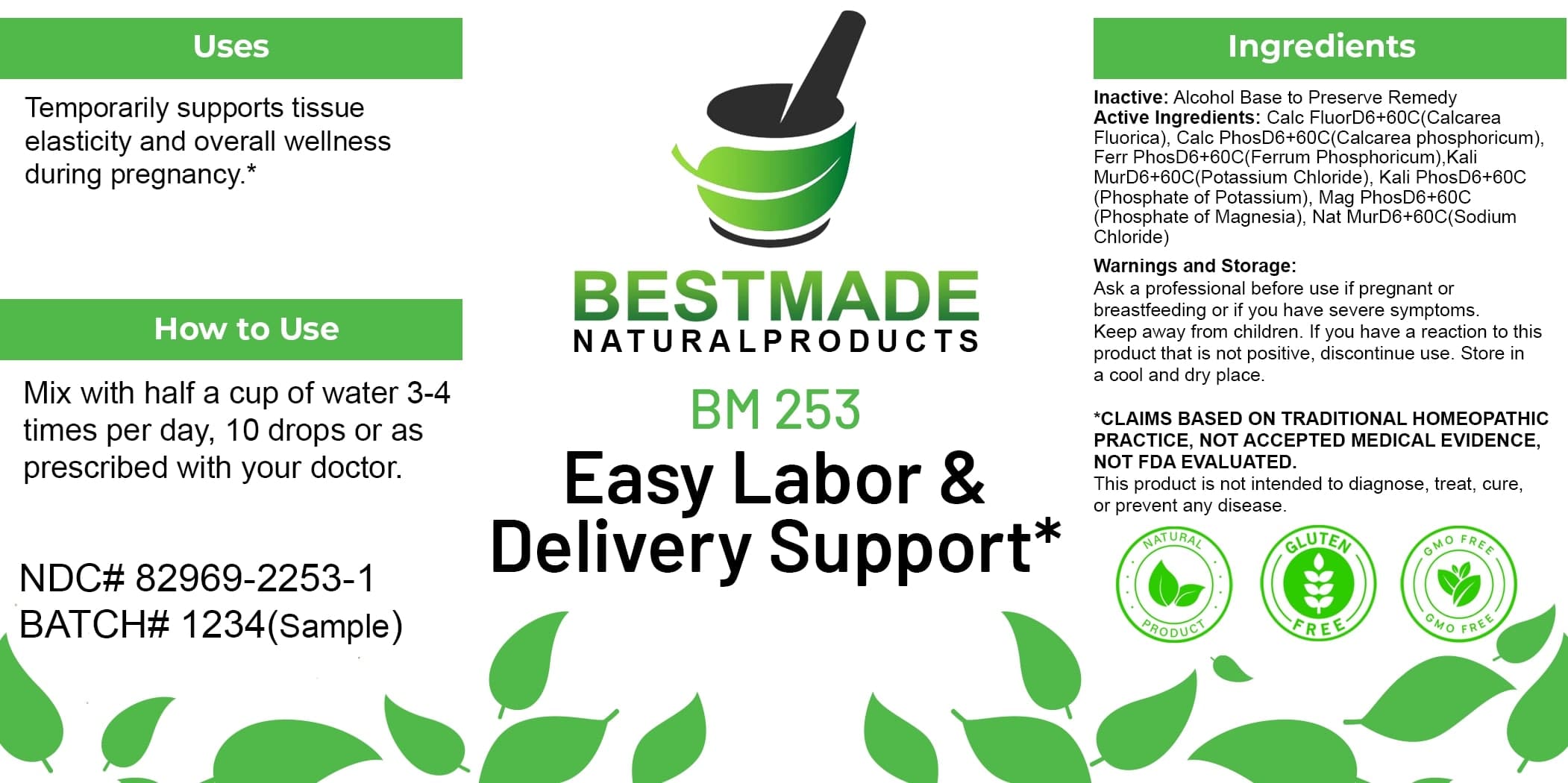 Bestmade Natural Products Bm253 package label
