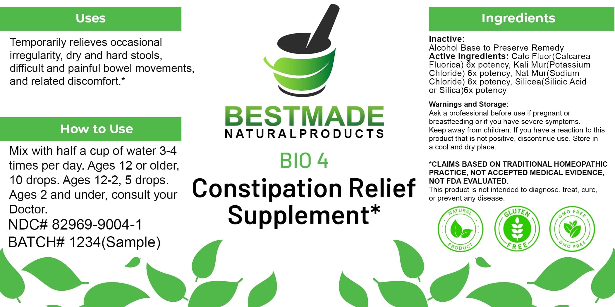 Bestmade Natural Products Bio4 Lactose Free package label