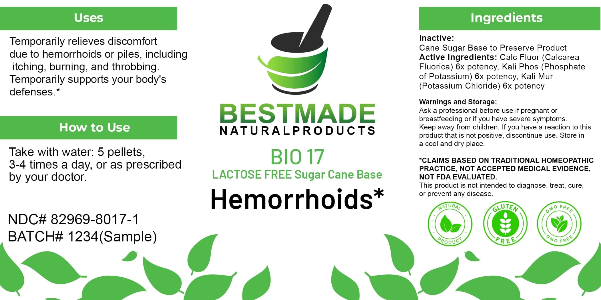 Bestmade Natural Products Bio17 Lactose Free package label