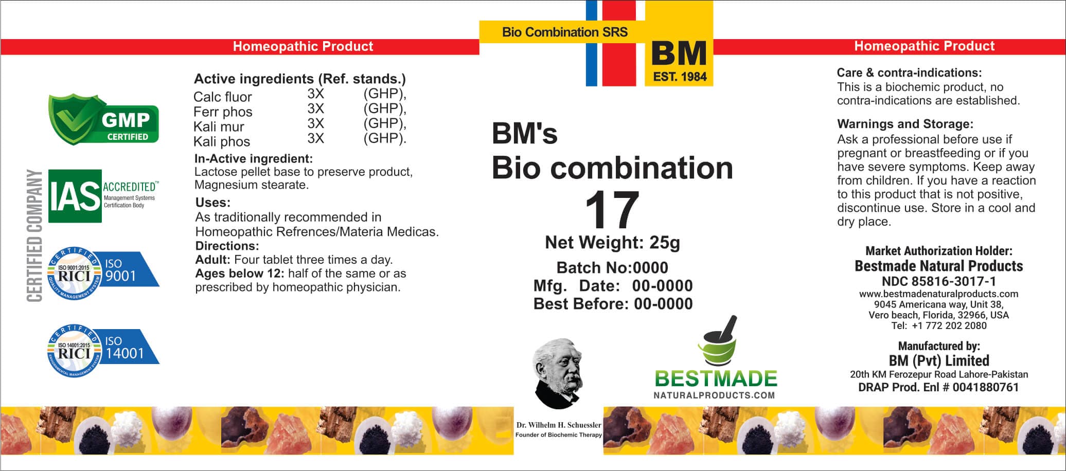 Bm Bio17 package label