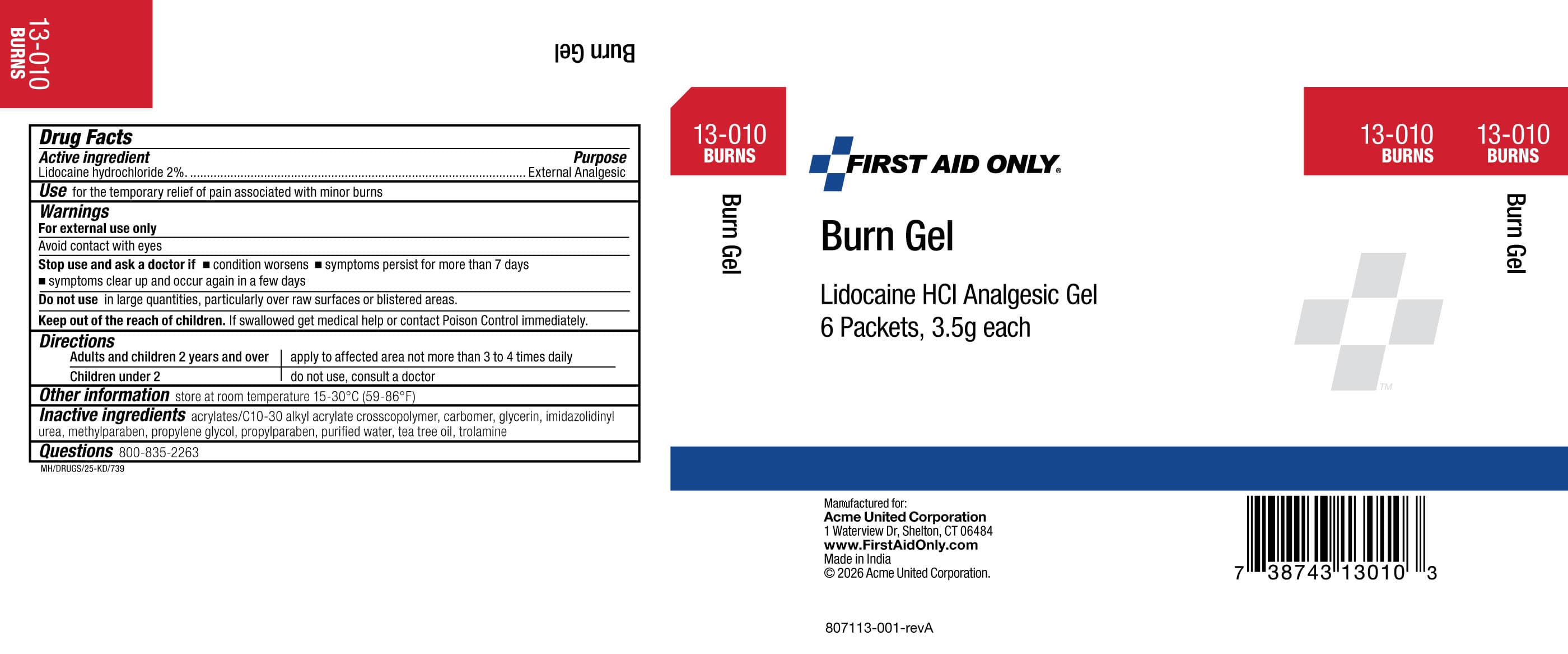 Burn First Aid — Reference image, actual packaging may vary