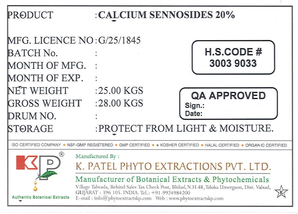 Calcium Sennosides — Reference image, actual packaging may vary