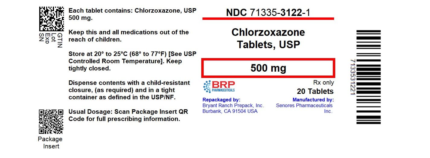 Chlorzoxazone — Reference image, actual packaging may vary
