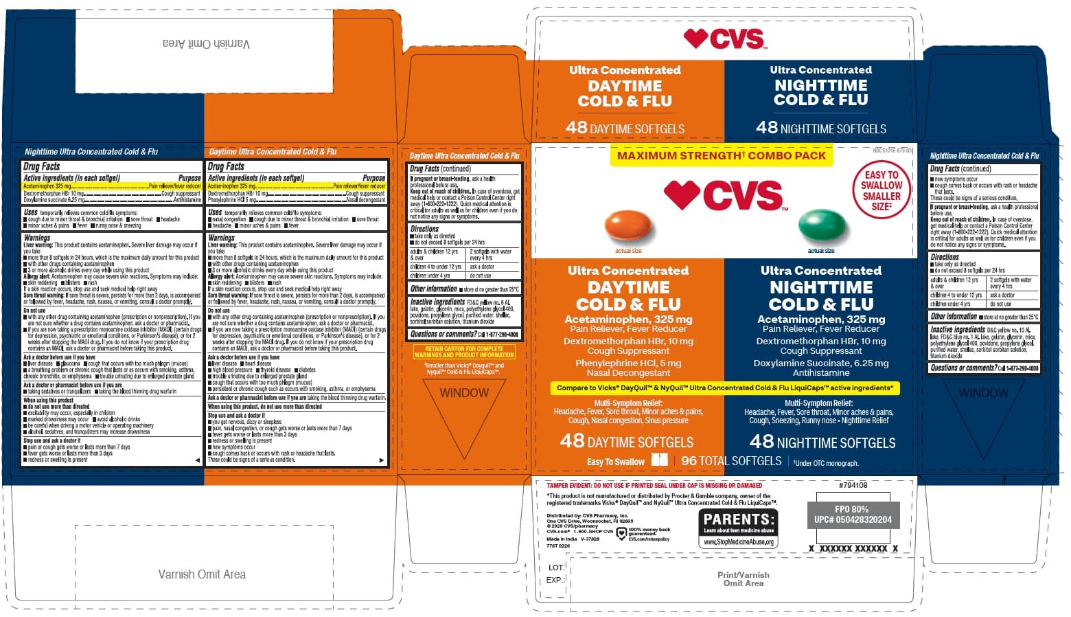 Daytime - Acetaminophen, Dextromethrophan Hbr, Phenylephrine HCL and Nighttime - Acetaminophen, Dextromethrophan Hbr, Doxylamine Succinate — Reference image, actual packaging may vary