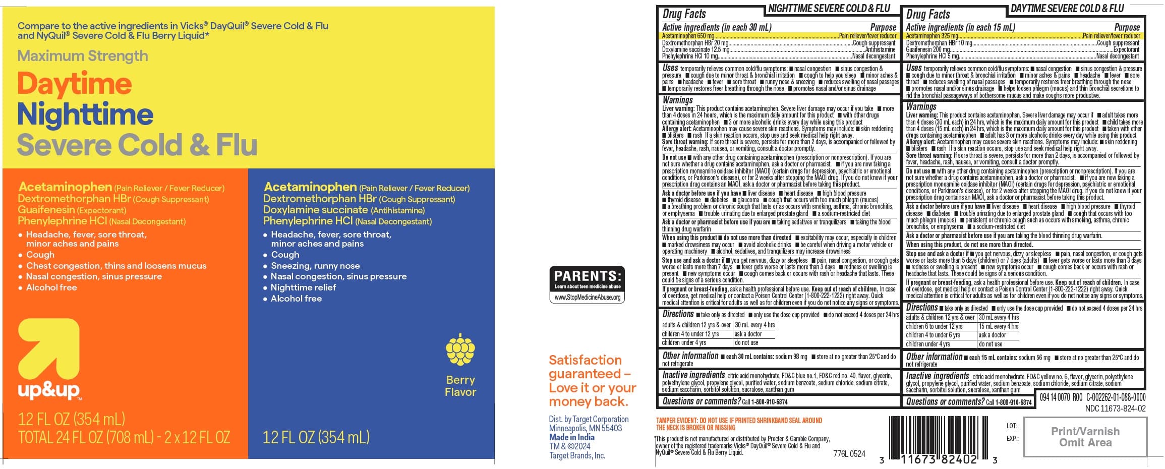 Daytime Severe - Acetaminophen, Dextromethorphan Hbr, Guaifenesin and Nighttime Severe-Acetaminophen, Dextromethorphan Hbr, Doxylamine Succinate — Reference image, actual packaging may vary