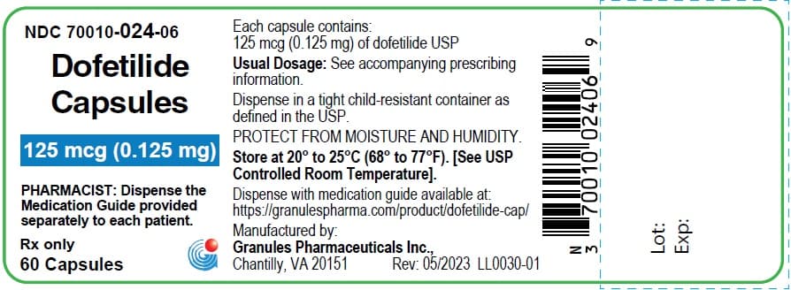 Dofetilide 0.125mg — Reference image, actual packaging may vary