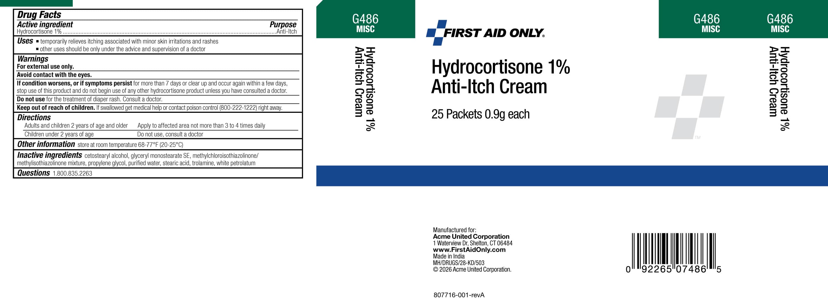 1% Hydrocortisone package label