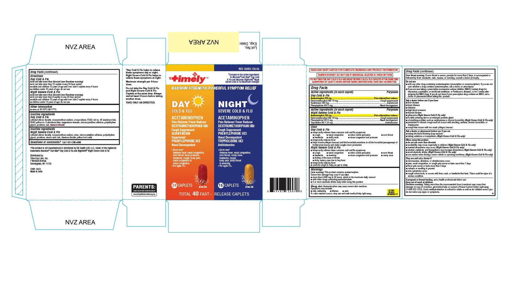 Maximum Strength Day Cold and Flu and Night Severe Cold... (Acetaminophe, Dextromethorphan Hbr, Guaifenesin, Phenylephrine Hcl, Triprolidine HCL Tablets) package label