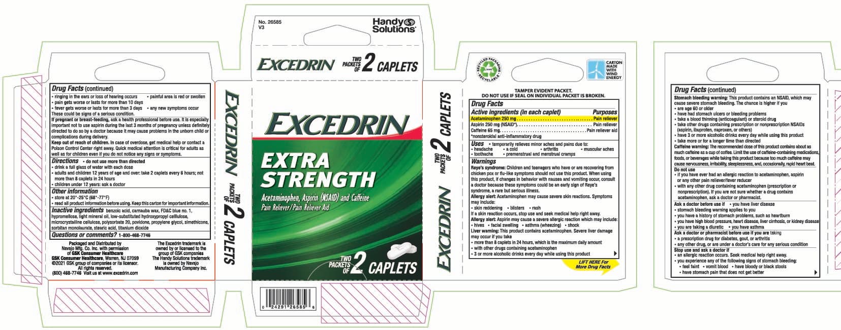 Excedrin Extra Strength and Excedrin Tension Headache (Acetaminophen, Aspirin (nsaid), and Caffeine) package label