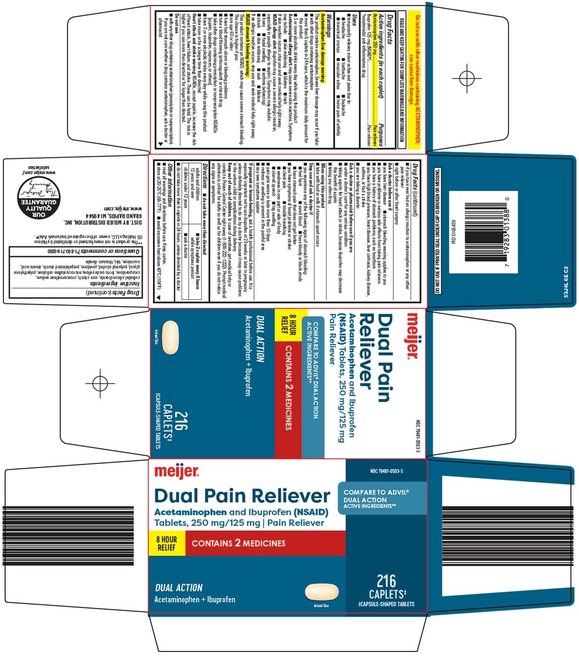 Acetaminophen, Ibuprofen package label