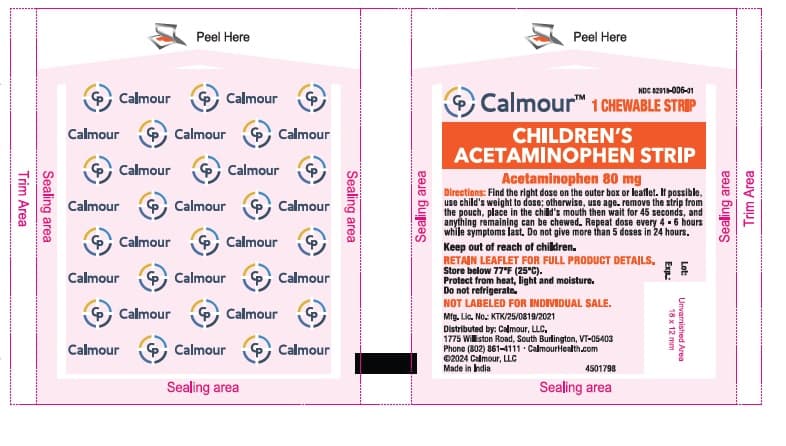 Calmour Childrens Acetaminophen Strips (Acetaminophen Oral Chewable 80 Mg) package label