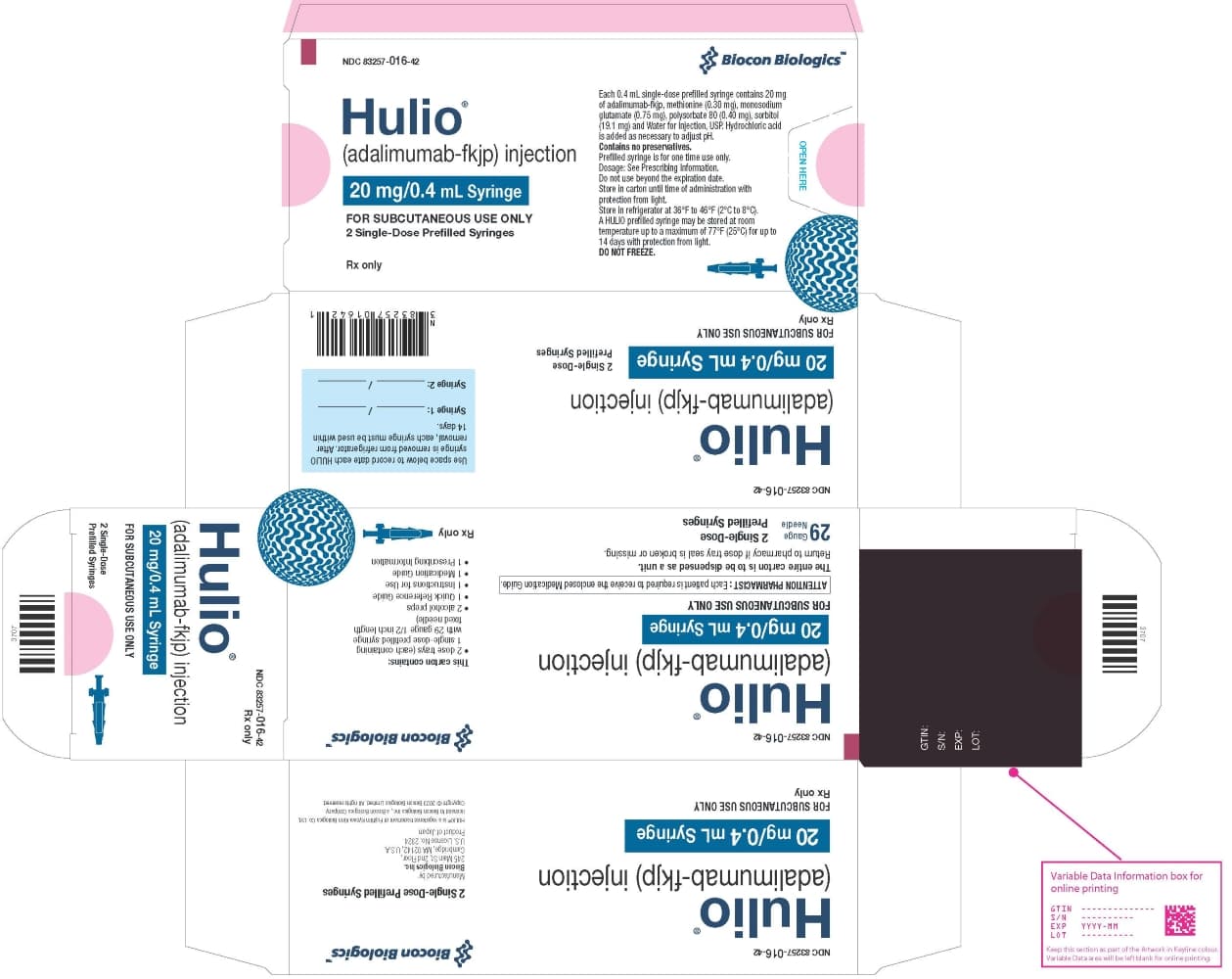 Hulio (Adalimumab-Fkjp) package label