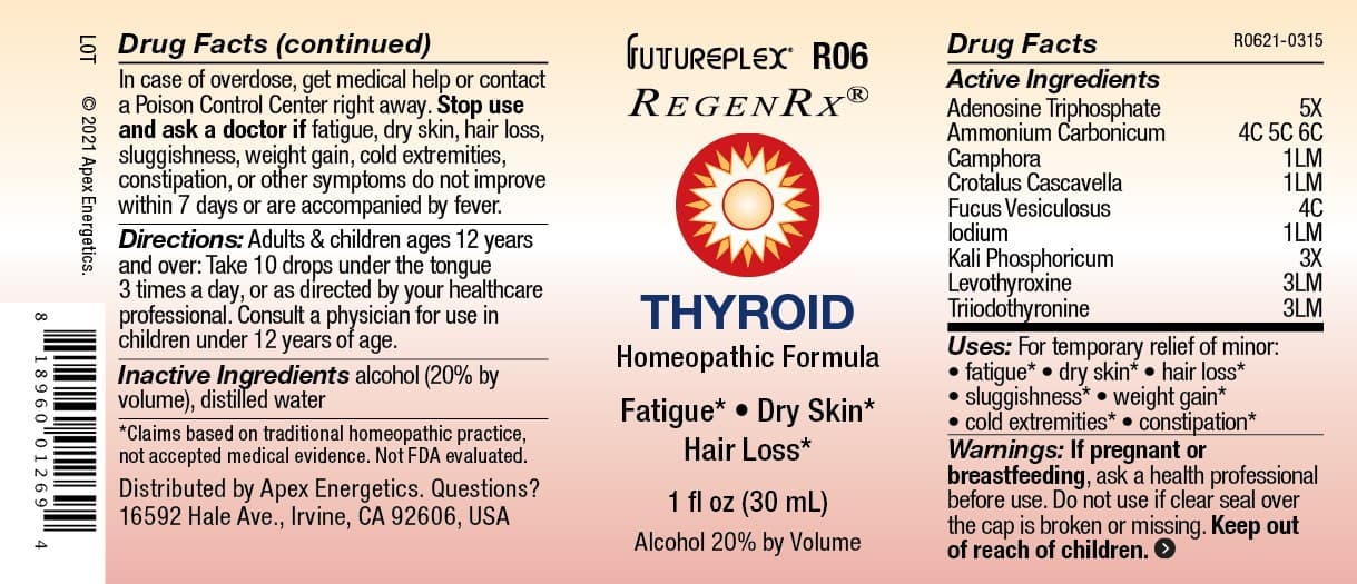 R06 (Adenosine Triphosphate, Ammonium Carbonicum, Camphora, Crotalus Cascavella, Fucus Vesiculosus, Iodium, Kali Phosphoricum, Levothyroxine, Triiodothyronine) package label