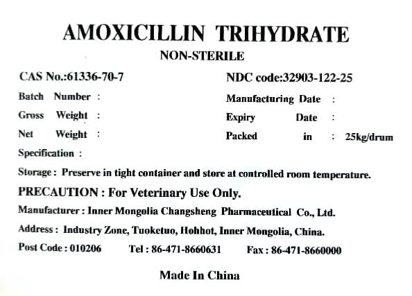 Amoxicillin Trihydrate package label