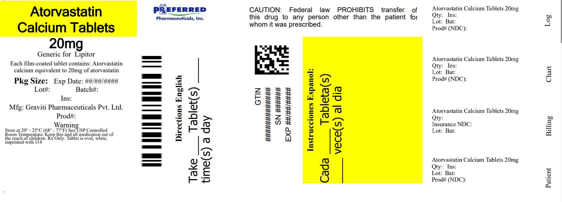 Atorvastatin Calcium, Film Coated package label