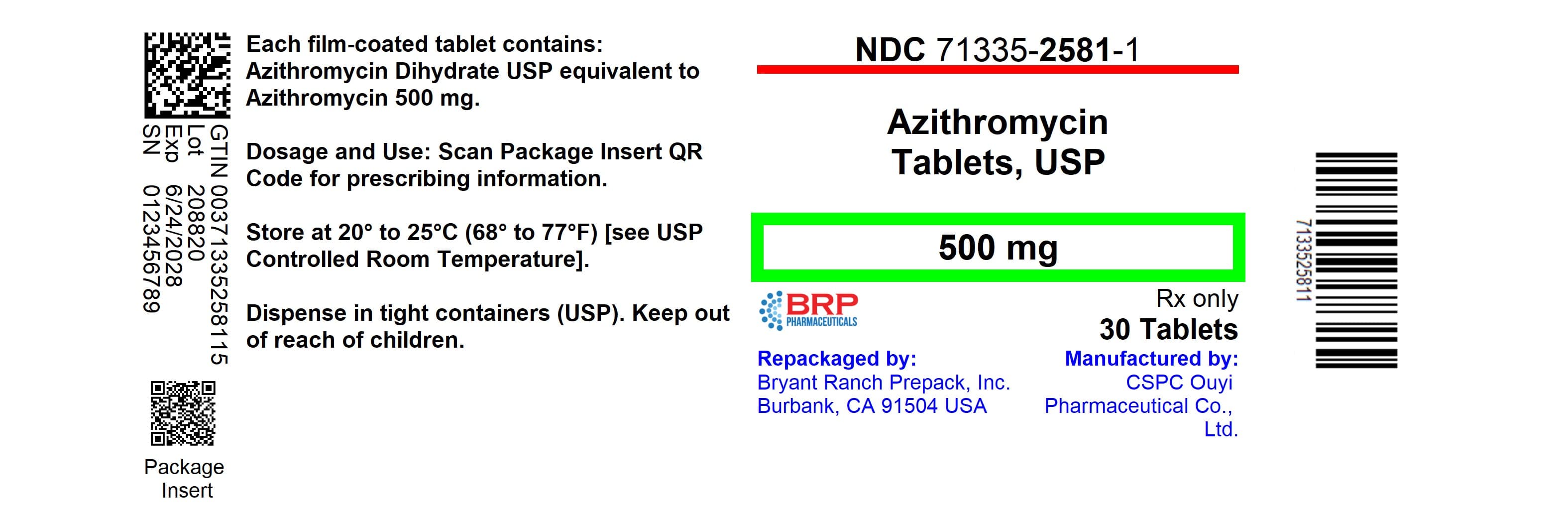Zithromax (Azithromycin Dihydrate) package label