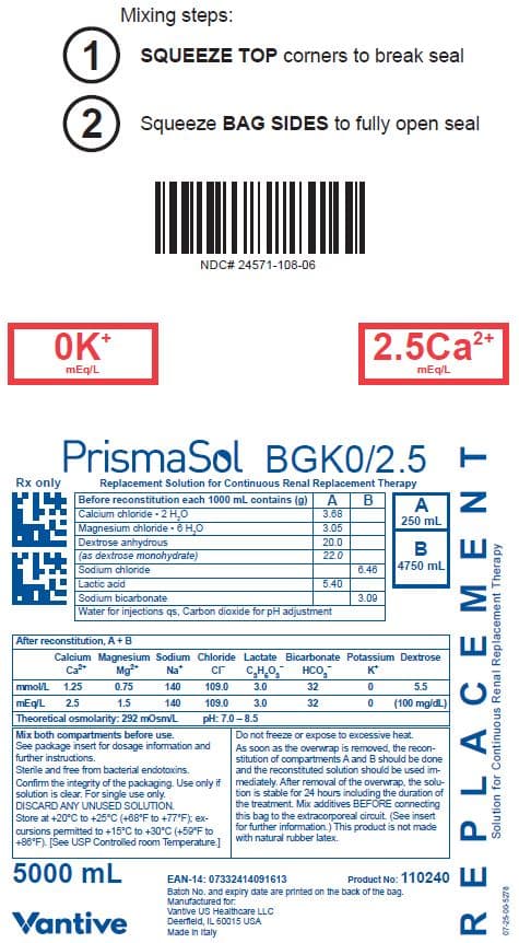 Prismasol (Calcium Chloride, Magnesium Chloride, Dextrose Anhydrous, Lactic Acid, Sodium Chloride, Sodium Bicarbonate, and Potassium Chloride) package label