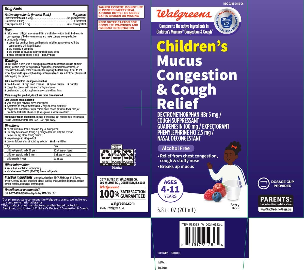 Mucus Congestion and Cough Relief (Dextromethorphan Hbr, Guaifensin, Phenylephrine Hci) package label