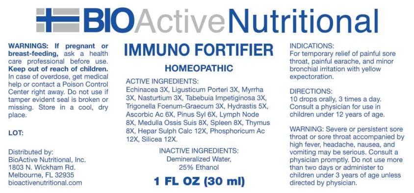 Immuno Fortifier (Echinacea (angustifolia), Hydrastis Canadensis, Ligusticum Porteri, Myrrha, Nasturtium Aquaticum, Tabebuia Impetiginosa, Trigonella Foenum-Graecum, Ascorbic Acid, Pinus Sylvestris, Lymph (suis), Medulla Ossis Suis, Spleen (suis), Thymus (suis), Hepar Sulphuris Calcareum, Phosphoricum Acidum, Silicea) package label
