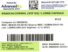 Ergocalciferol (vitamin D2) package label