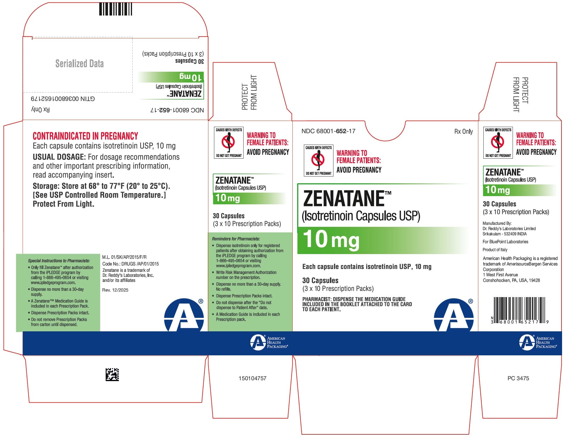 Amnesteem (Isotretinoin) package label
