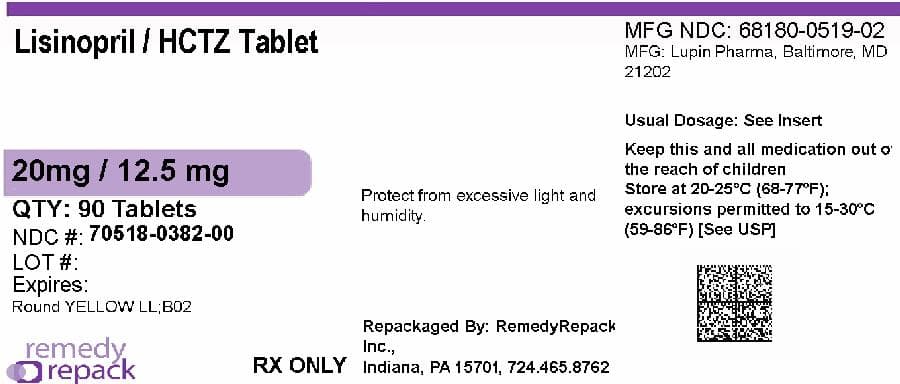 Lisinopril and Hydrochlorothiazide package label