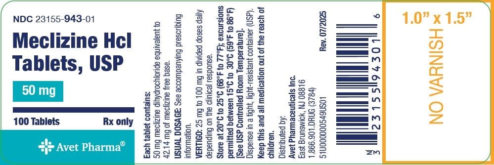 Meclizine package label