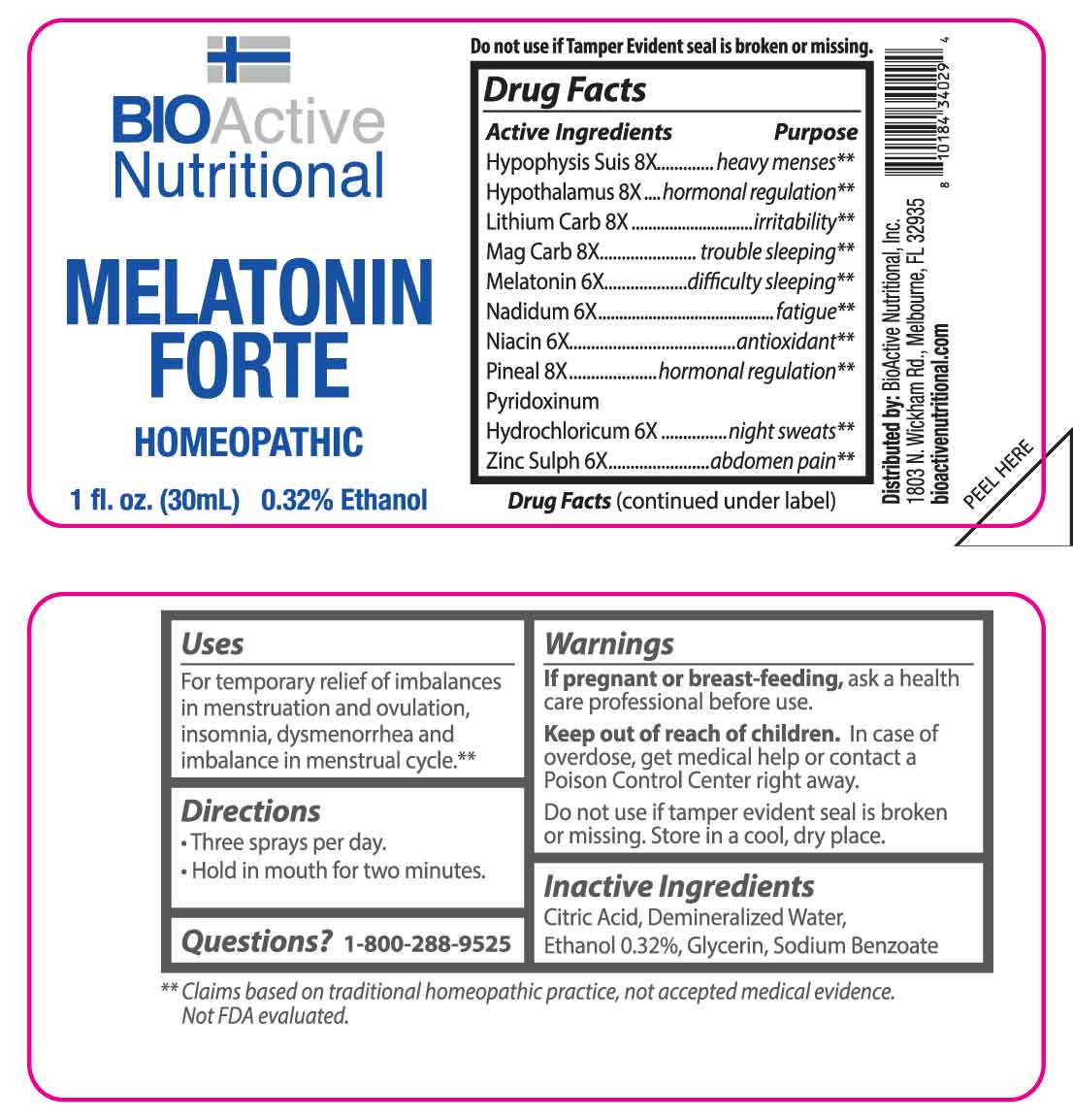 Melatonin Forte (Melatonin, Nadidum, Niacin, Pyridoxinum Hydrochloricum, Zincum Sulphuricum, Hypophysis Suis, Hypothalamus (suis), Lithium Carbonicum, Magnesia Carbonica, Pineal (suis)) package label