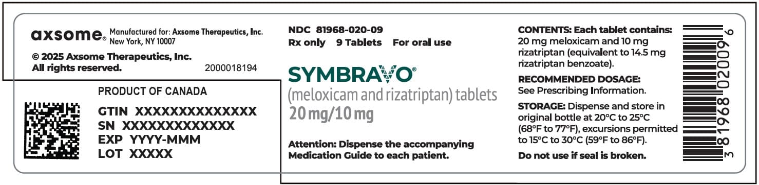 Symbravo (Meloxicam, Rizatriptan) package label
