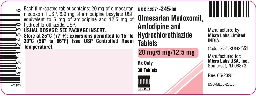 Olmesartan Medoxomil Amlodipine and Hydrochlorothiazide package label