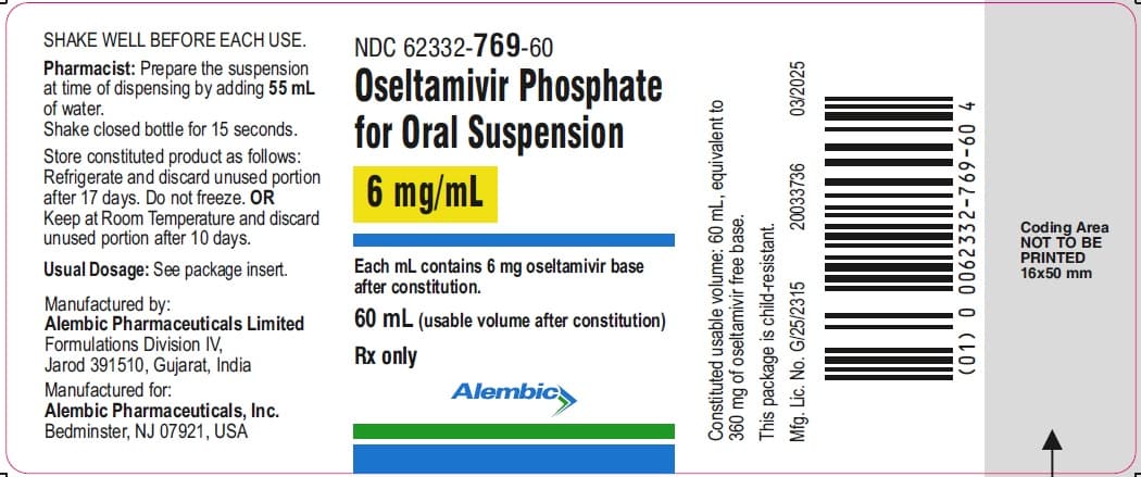 Oseltamivir package label