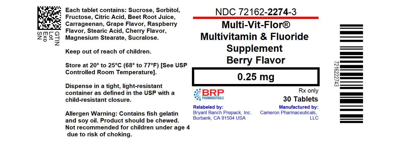 Multi-Vit-Flor (Sodium Fluoride, Vitamin a Acetate, Sodium Ascorbate, Cholecalciferol, .alpha.-Tocopherol, D-, Thiamine Hydrochloride, Riboflavin, Niacinamide, Pyridoxine Hydrochloride, Levomefolate Calcium, and Cyanocobalamin) package label