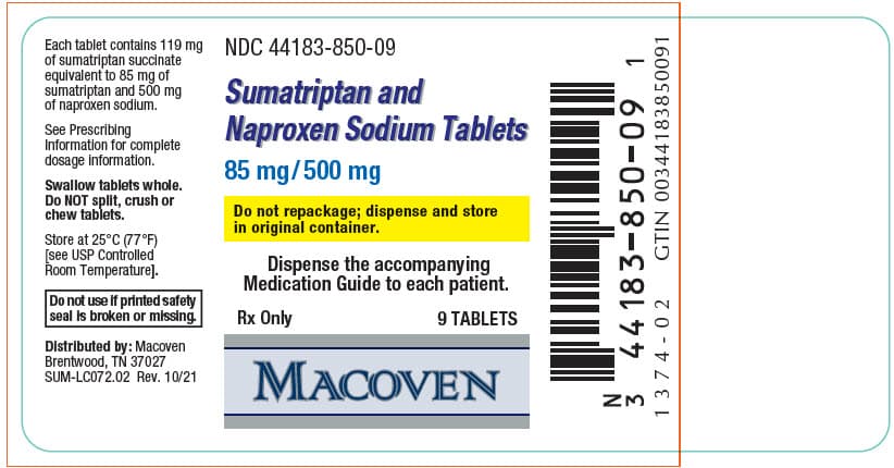 Sumatriptan Succinate and Naproxen Sodium package label