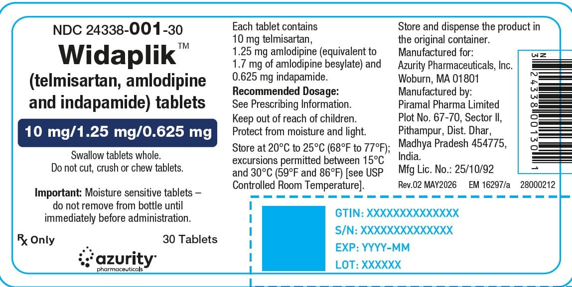 Widaplik (Telmisartan, Amlodipine and Indapamide) package label