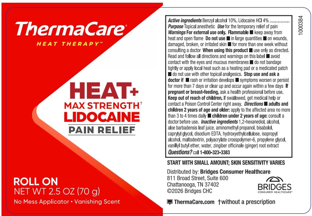 Thermacare Heat Therapy Max Strength Lidocaine Pain Relief Gel package label