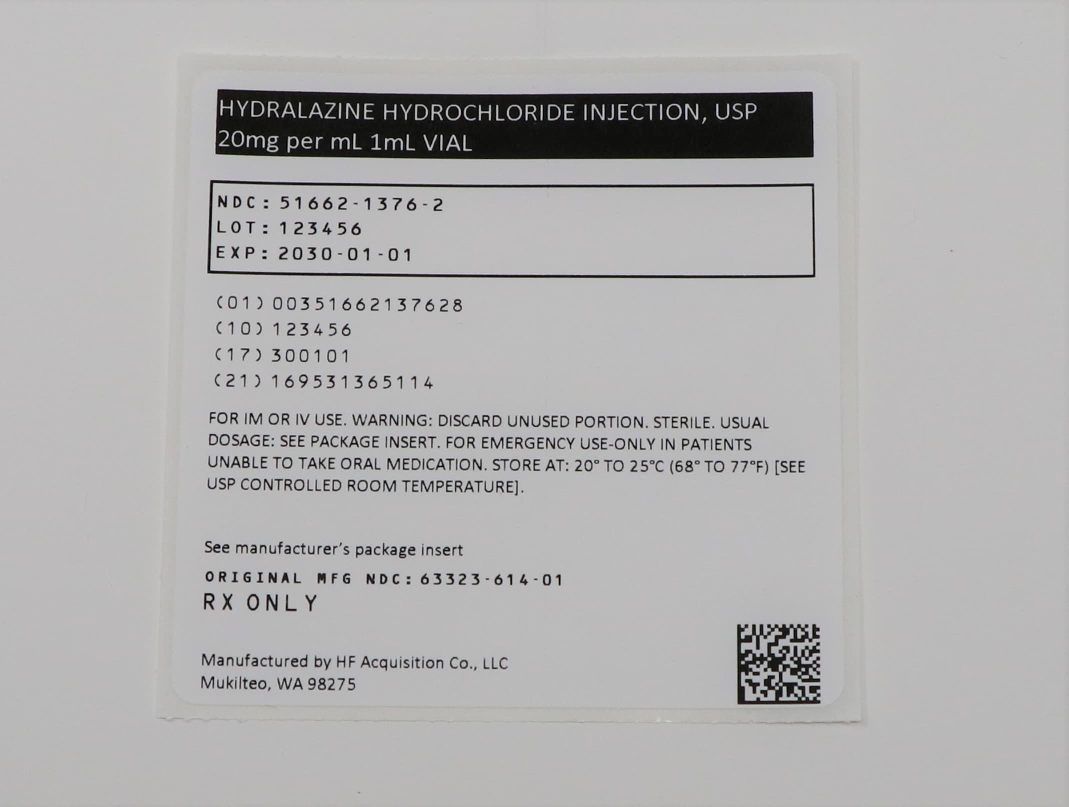 Hydralazine Hydrochloride — Reference image, actual packaging may vary
