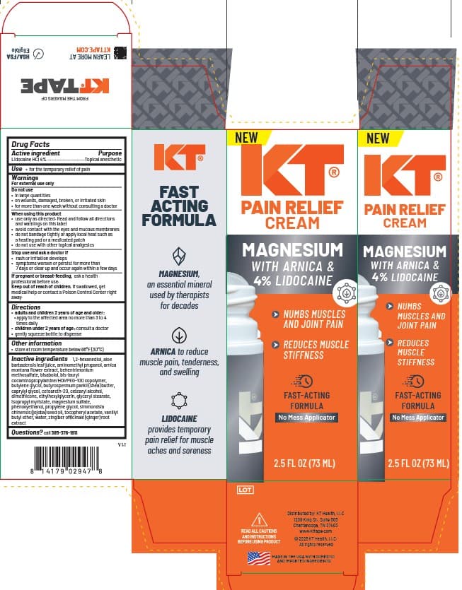 Kt Pain Relief Cream Magnesium with Arnica and 4% Lidocaine Rollon — Reference image, actual packaging may vary