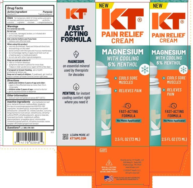 Kt Pain Relief Cream Magnesium with Cooling 5% Menthol — Reference image, actual packaging may vary