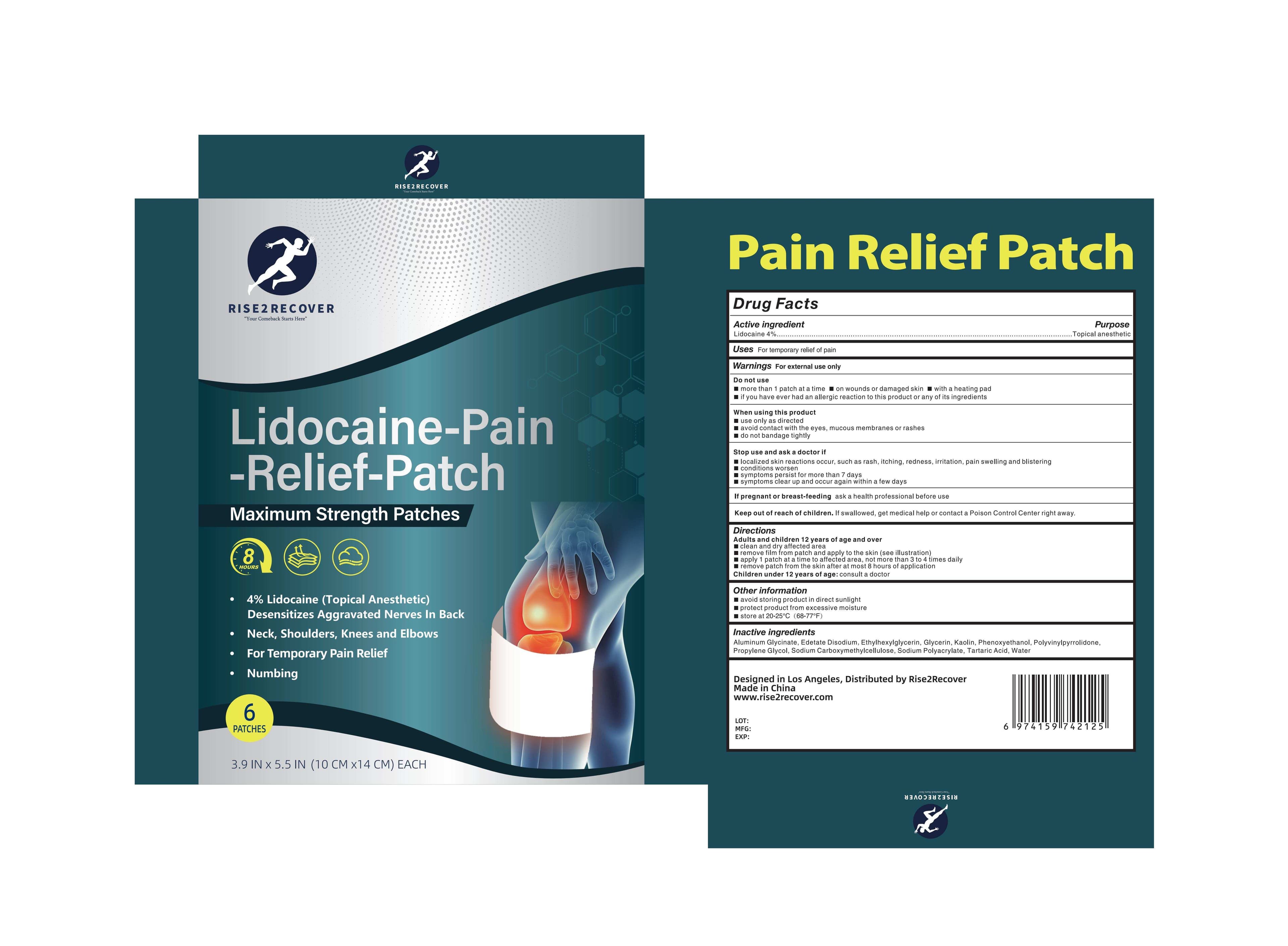 Mqxunmi Lidocaine Pain Relief Patch — Reference image, actual packaging may vary
