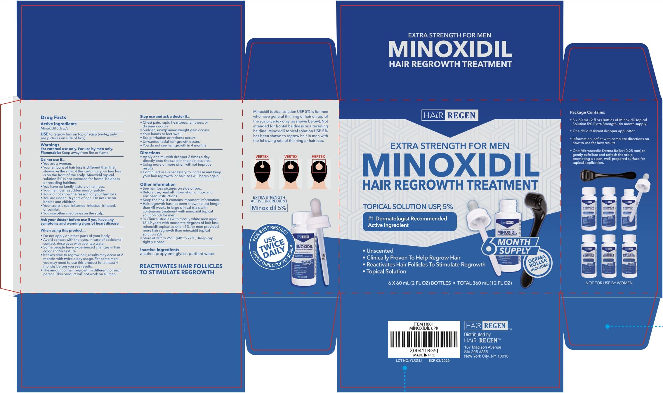 Hair-Regen Hair Growth Treatment Derma Roller Included — Reference image, actual packaging may vary